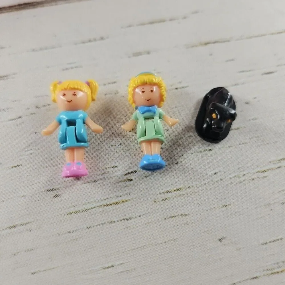 Vintage 1990 Polly Pocket Pretty‎ Hair Playset Compact Figures Dog Mirror